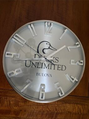 Bulova Silver and White Ducks Unlimited Wall Clock